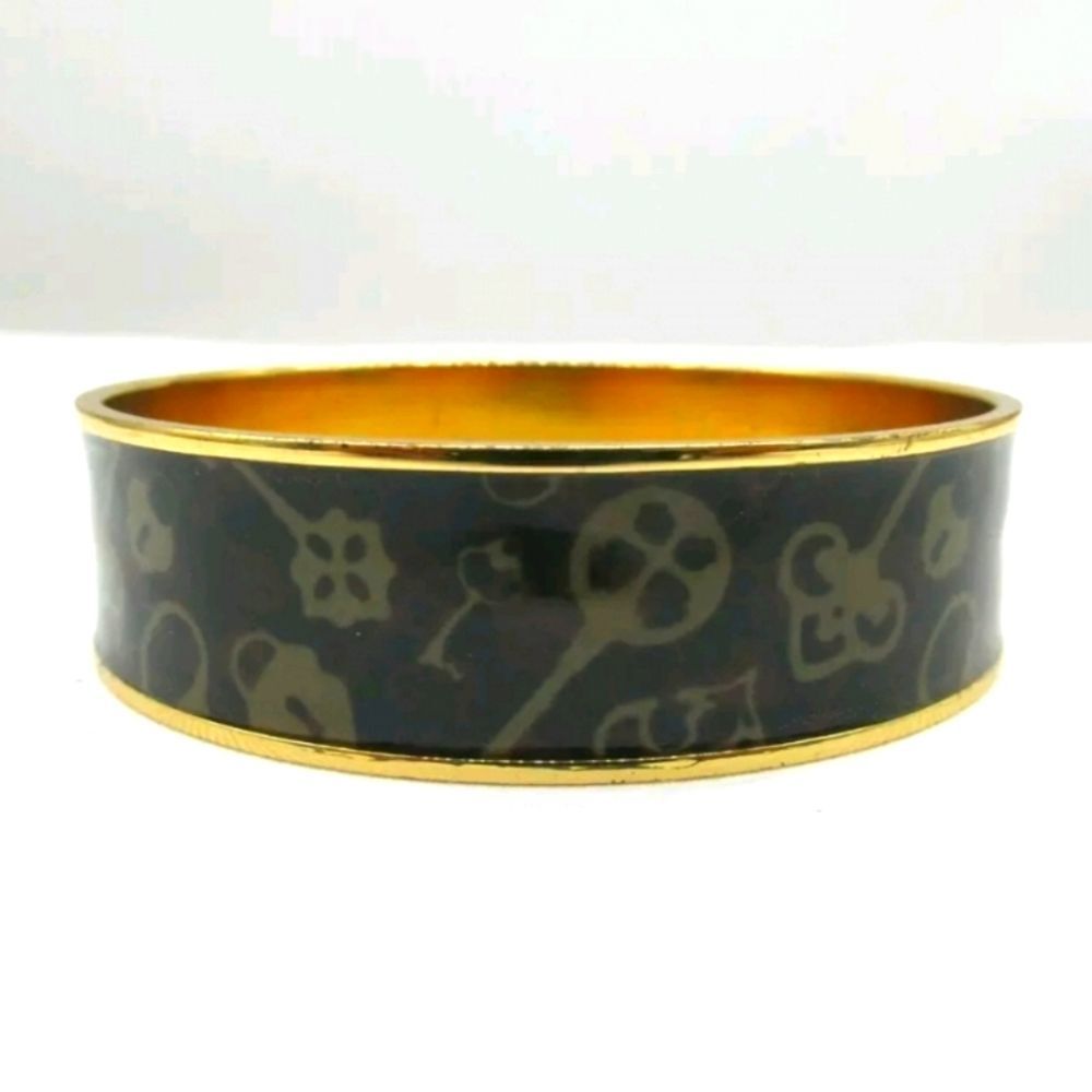 5/$21 🦉 RJG Brown Skeleton Key & Lock Design Bangle Style Bracelet
